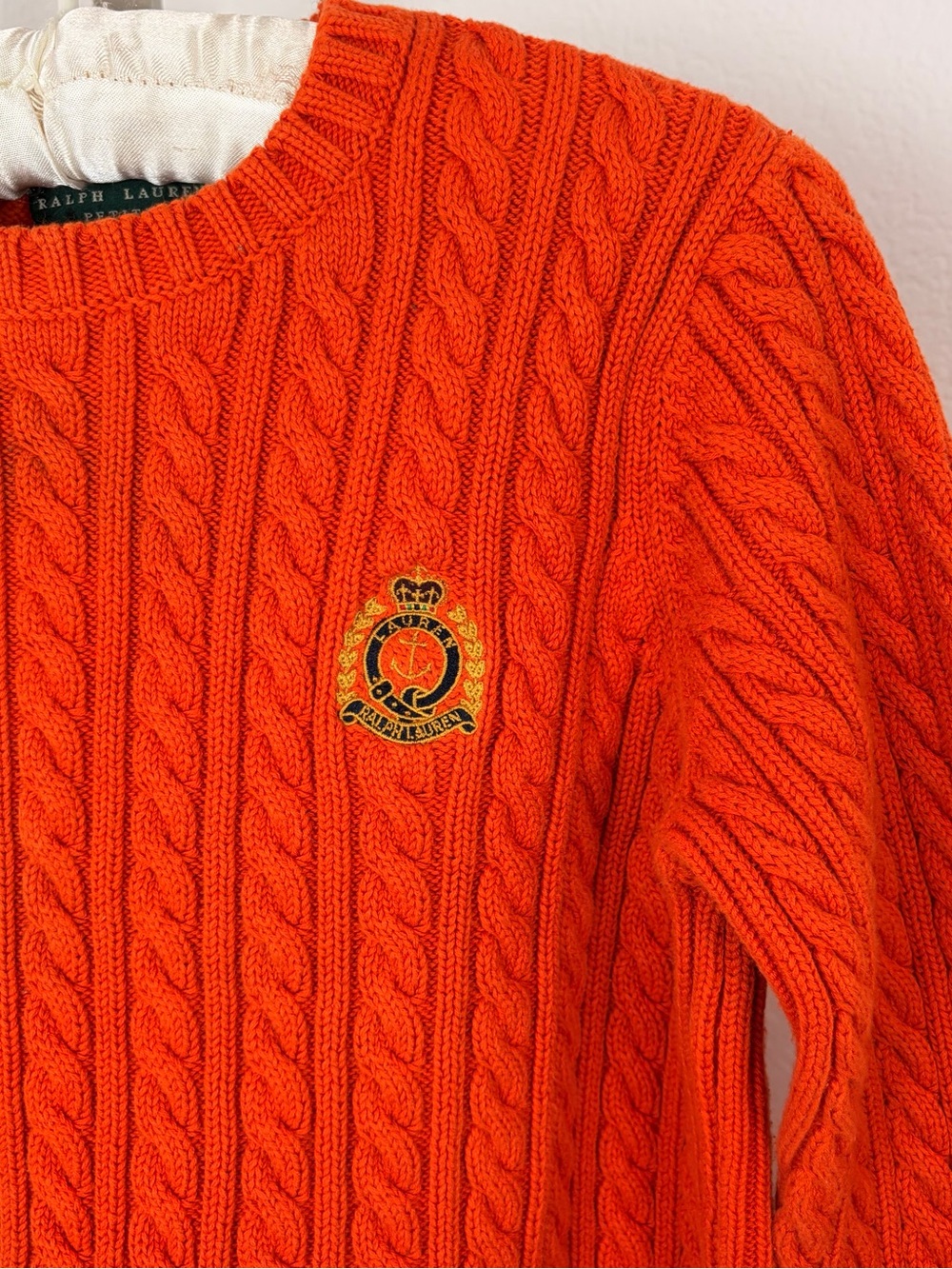 Lauren Ralph Lauren Vintage Orange Cable Knit Sweater - Picture 2 of 6